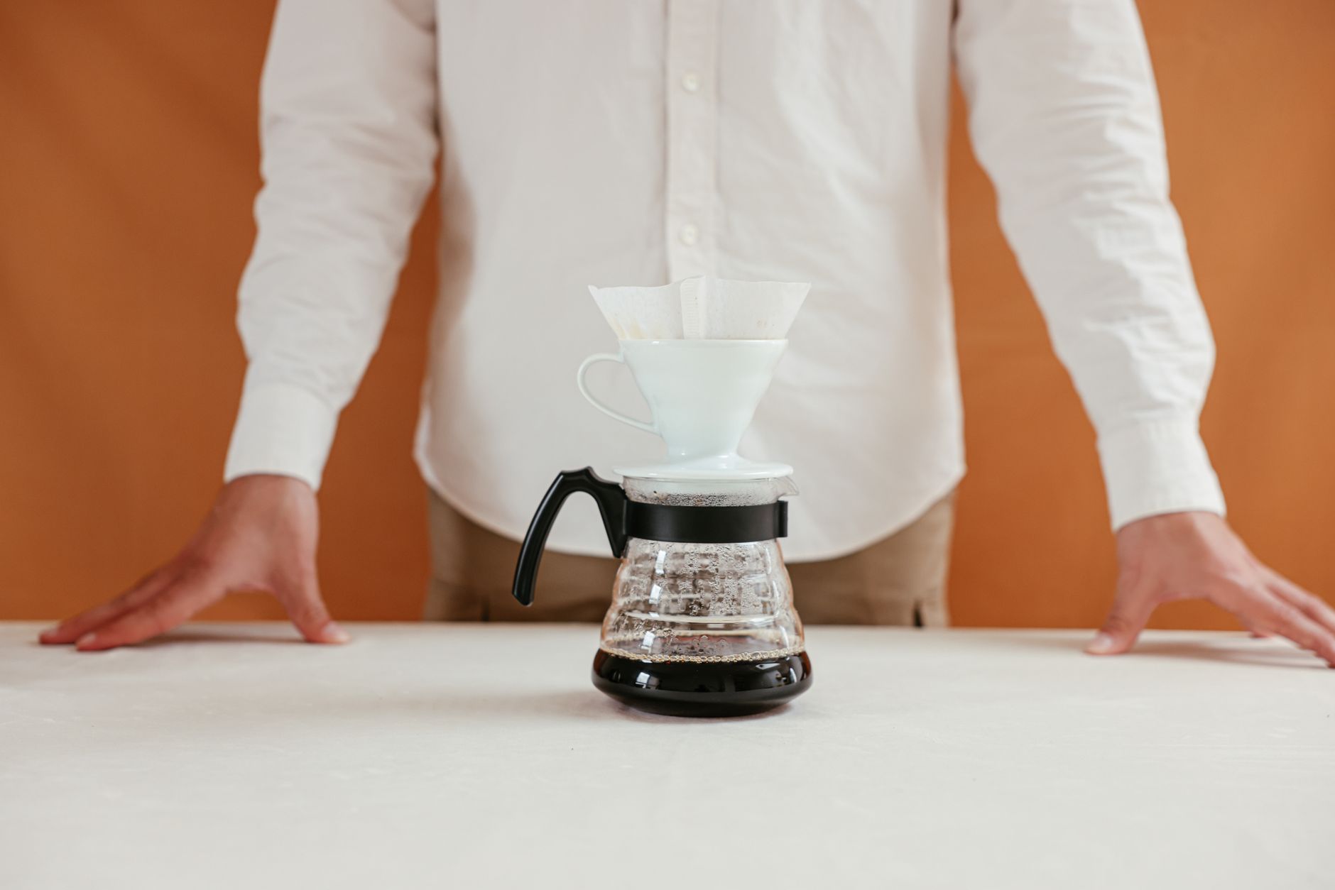 pour over coffee drip filter close up brew