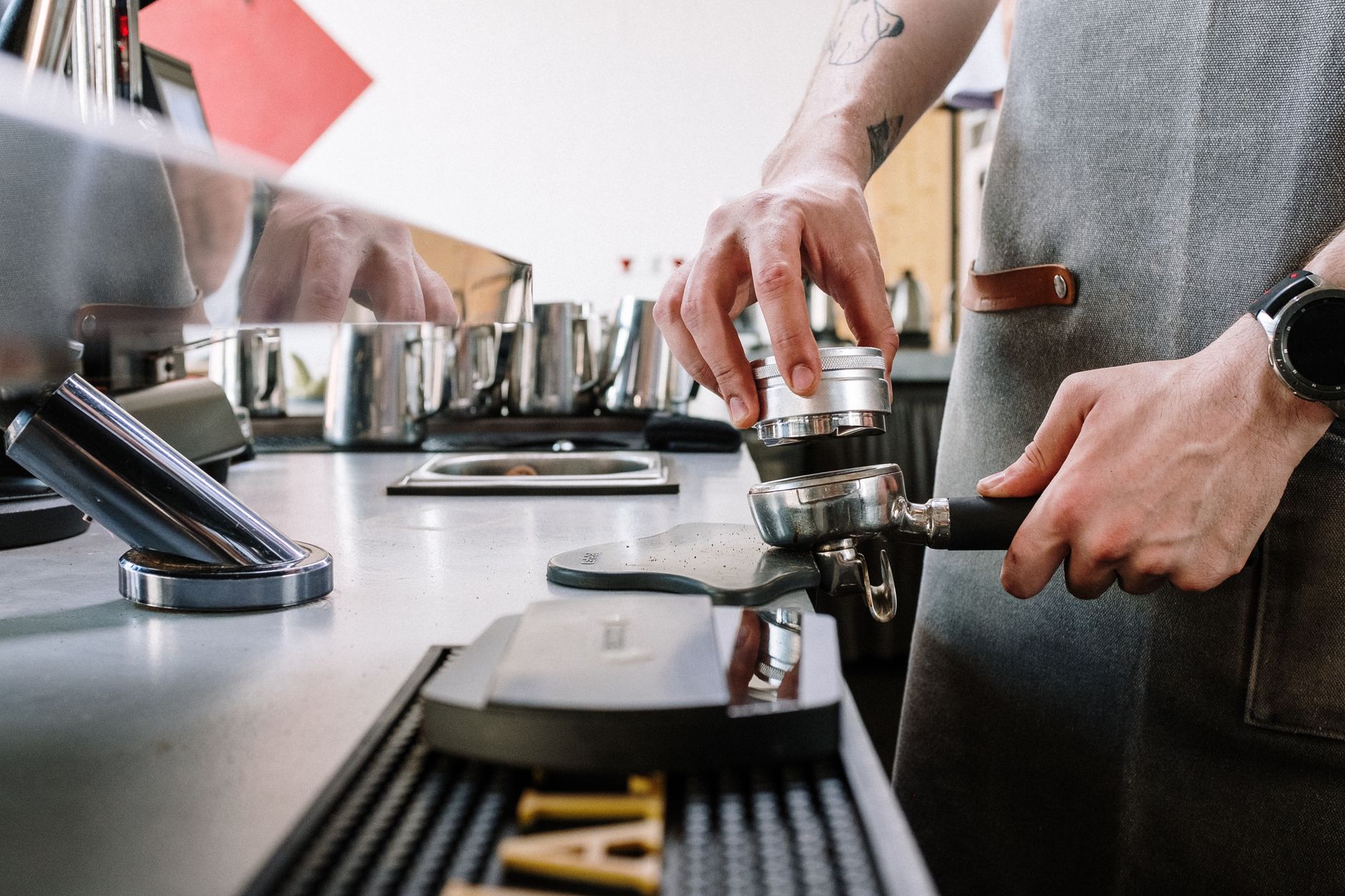 breville bambino portafilter 54mm espresso pull