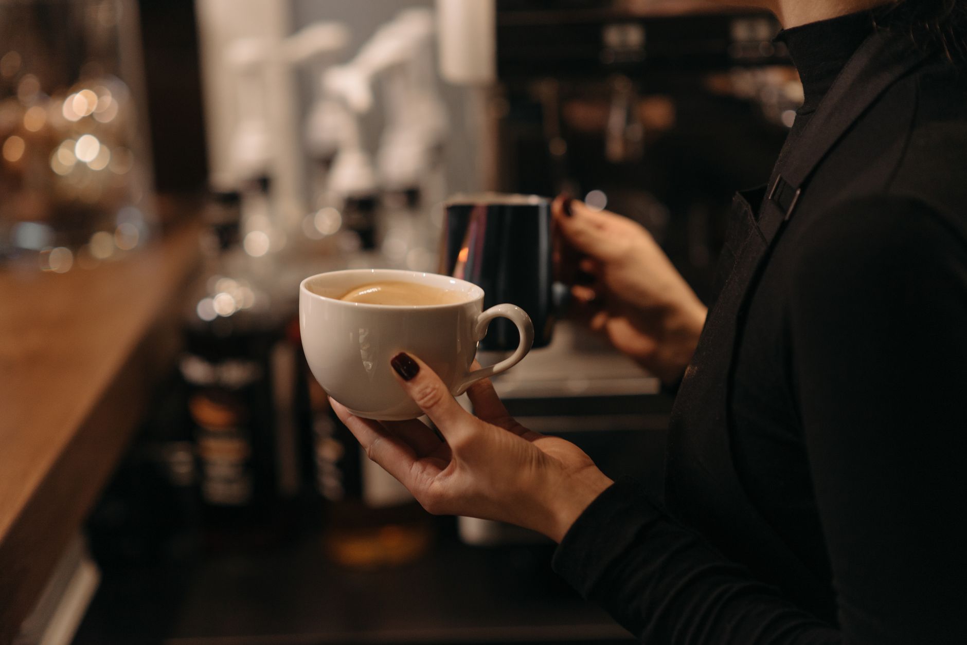 Torani hazelnut syrup pump espresso bar counter