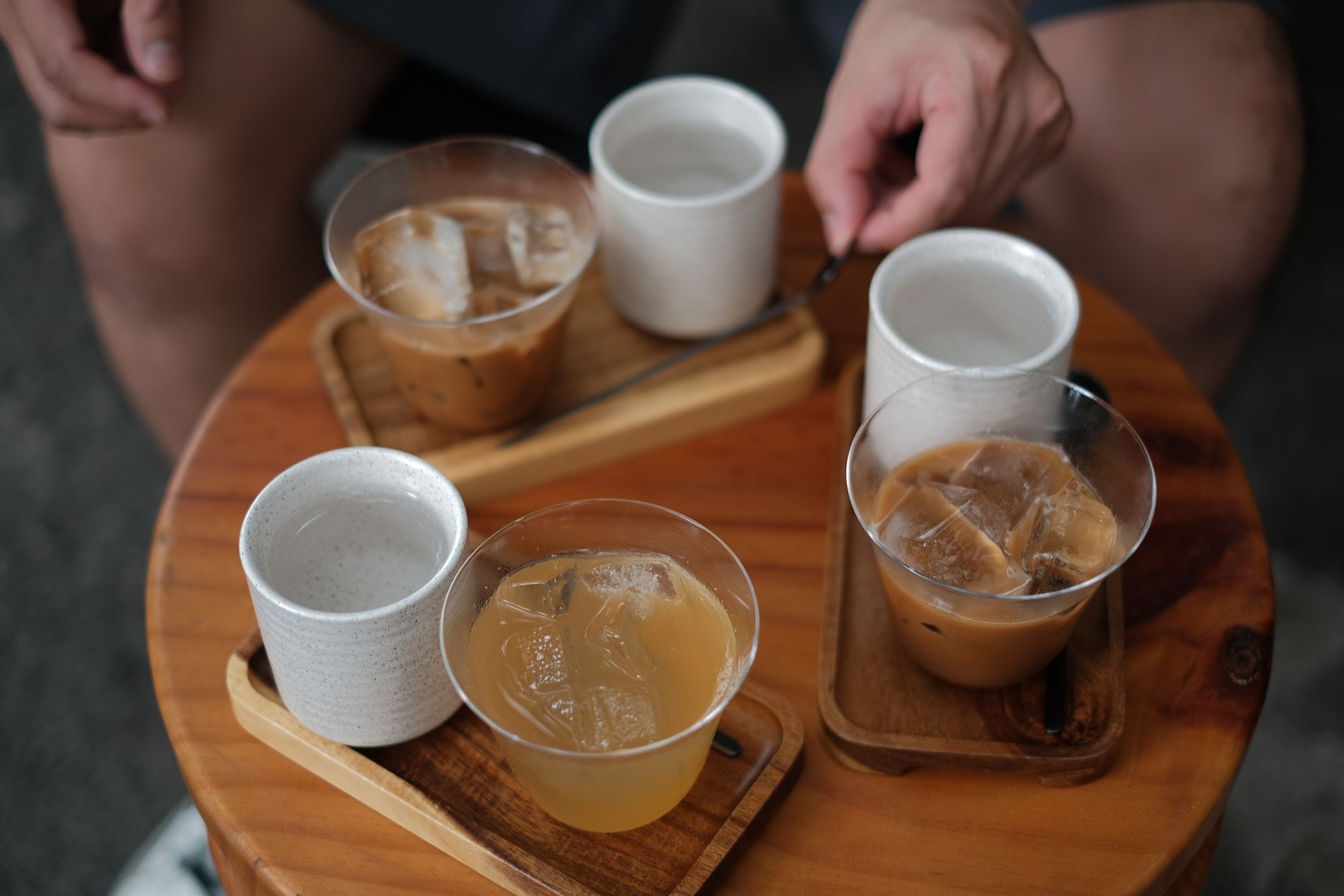 iced coffee nespresso glass with ice cubes condensation