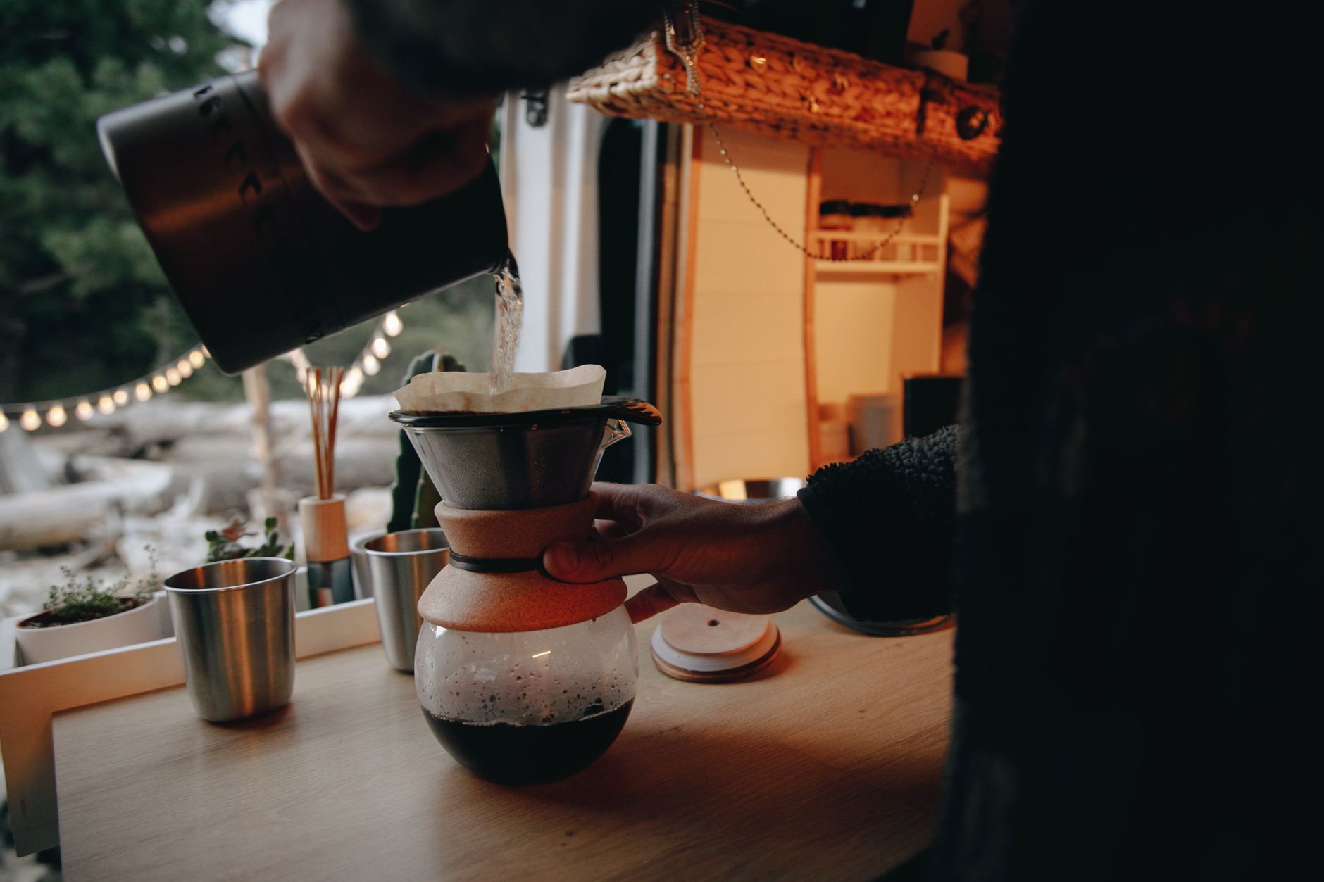 drip coffee glass carafe pour over stream