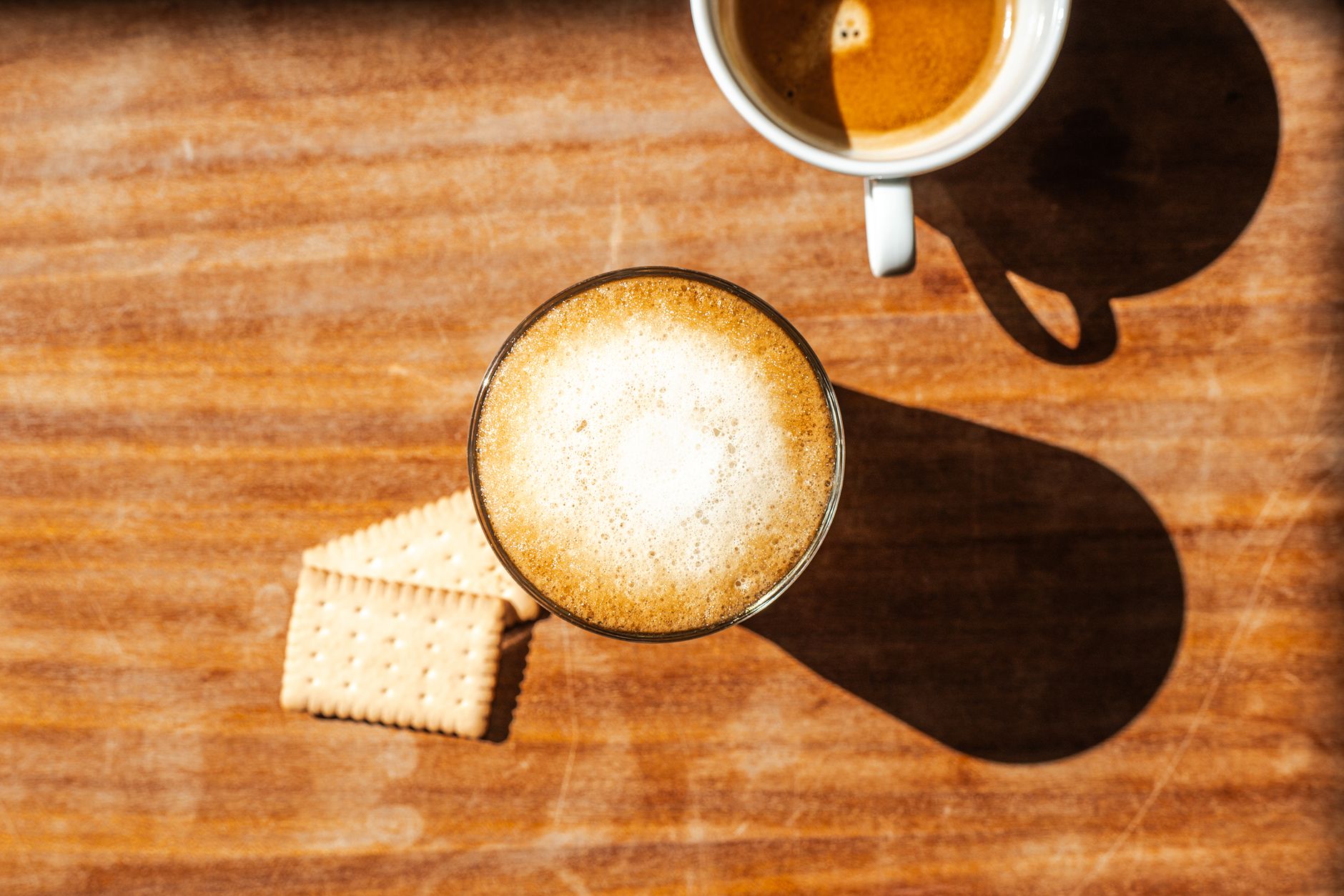 decaf coffee espresso shot comparison side by side