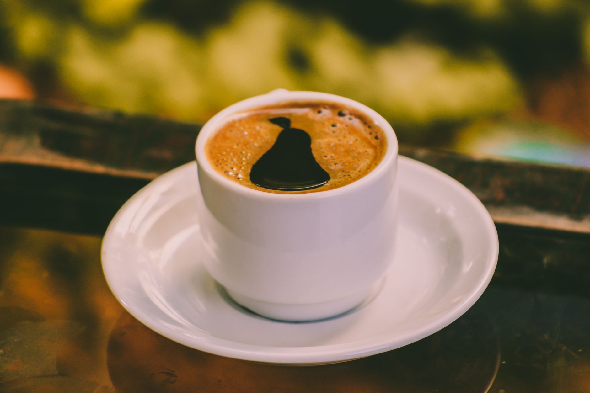 doppio espresso double shot ceramic cup black background