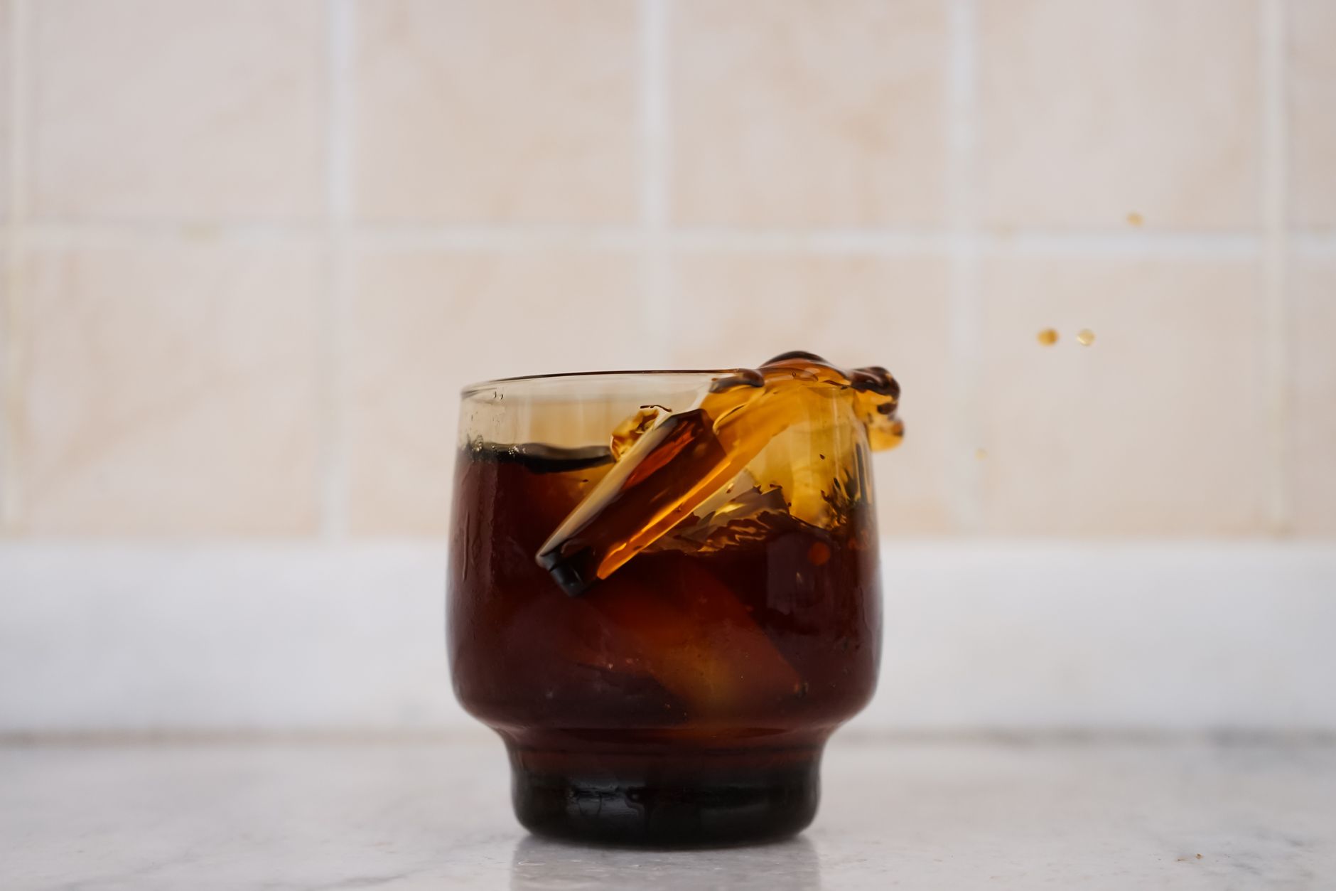 cold brew glass with sediment murky discoloration