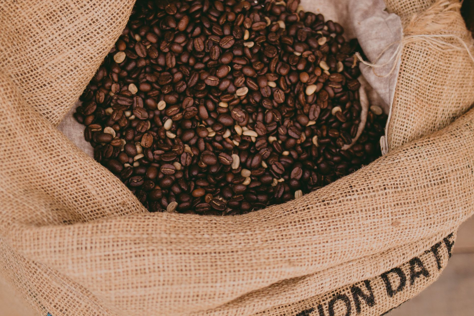 green coffee beans natural process drying beds