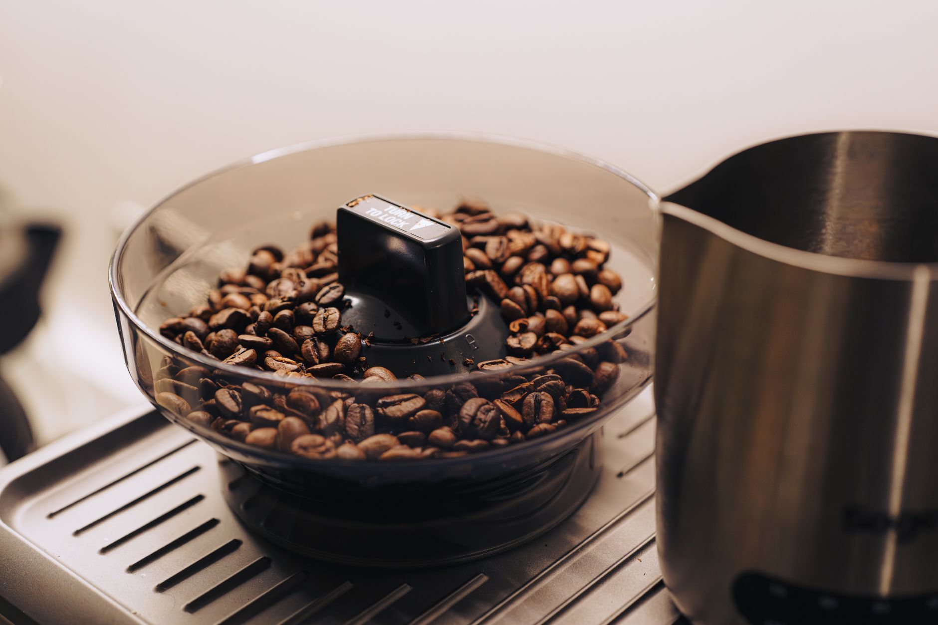 espresso grinder burr adjustment ring close-up