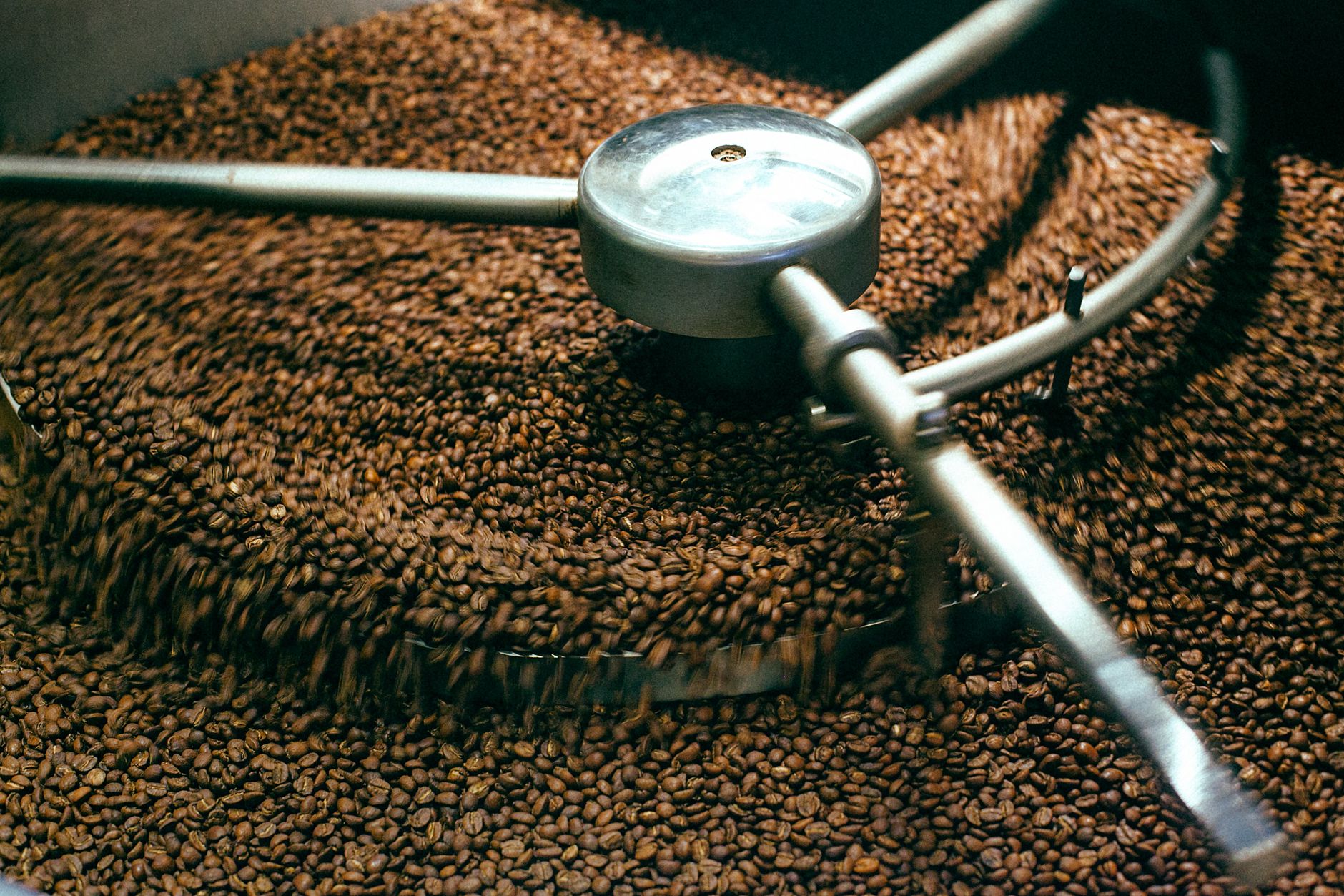 coffee bean second crack roasting drum close-up