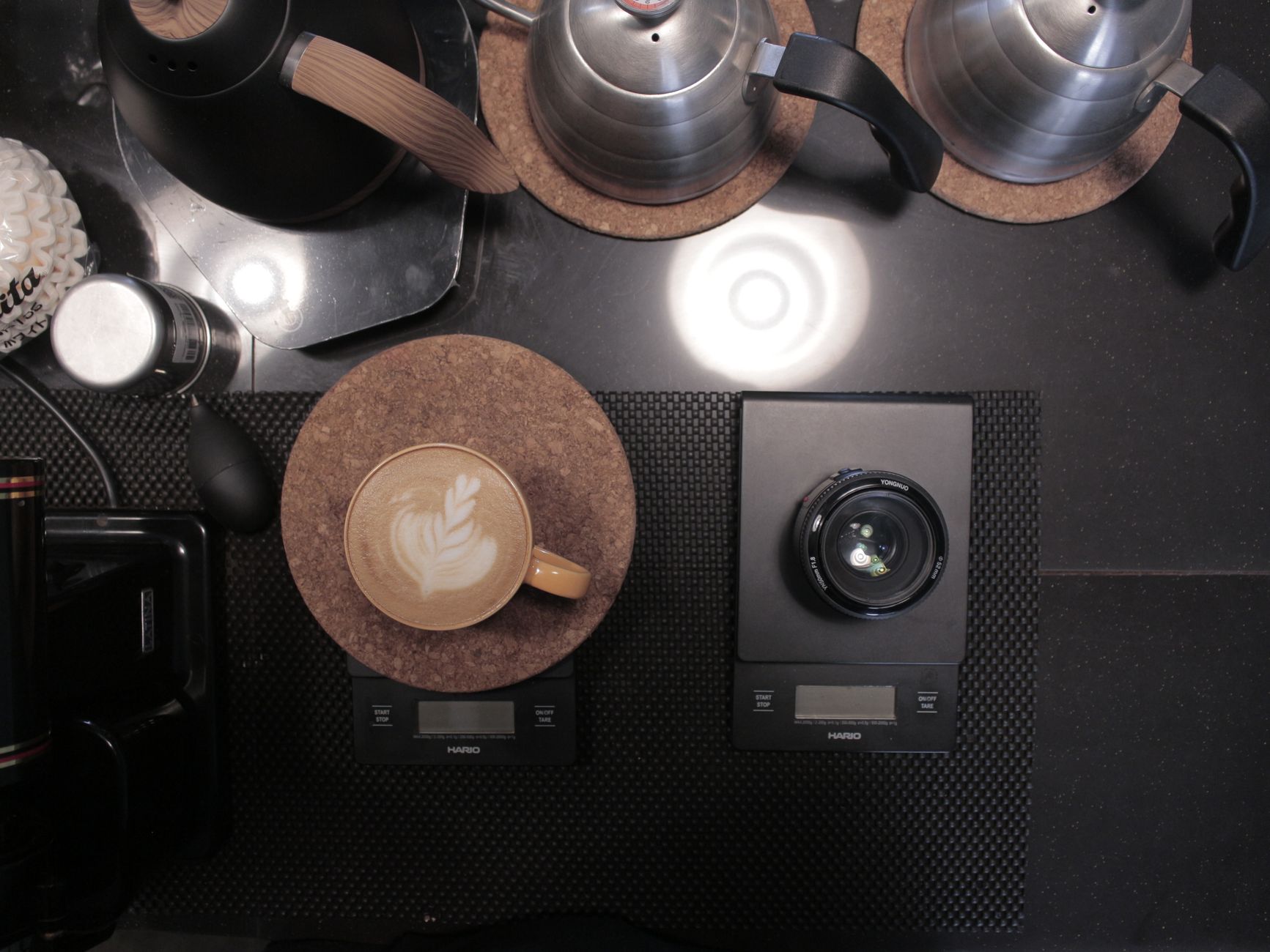 latte art free pour pitcher angle espresso cup tilt