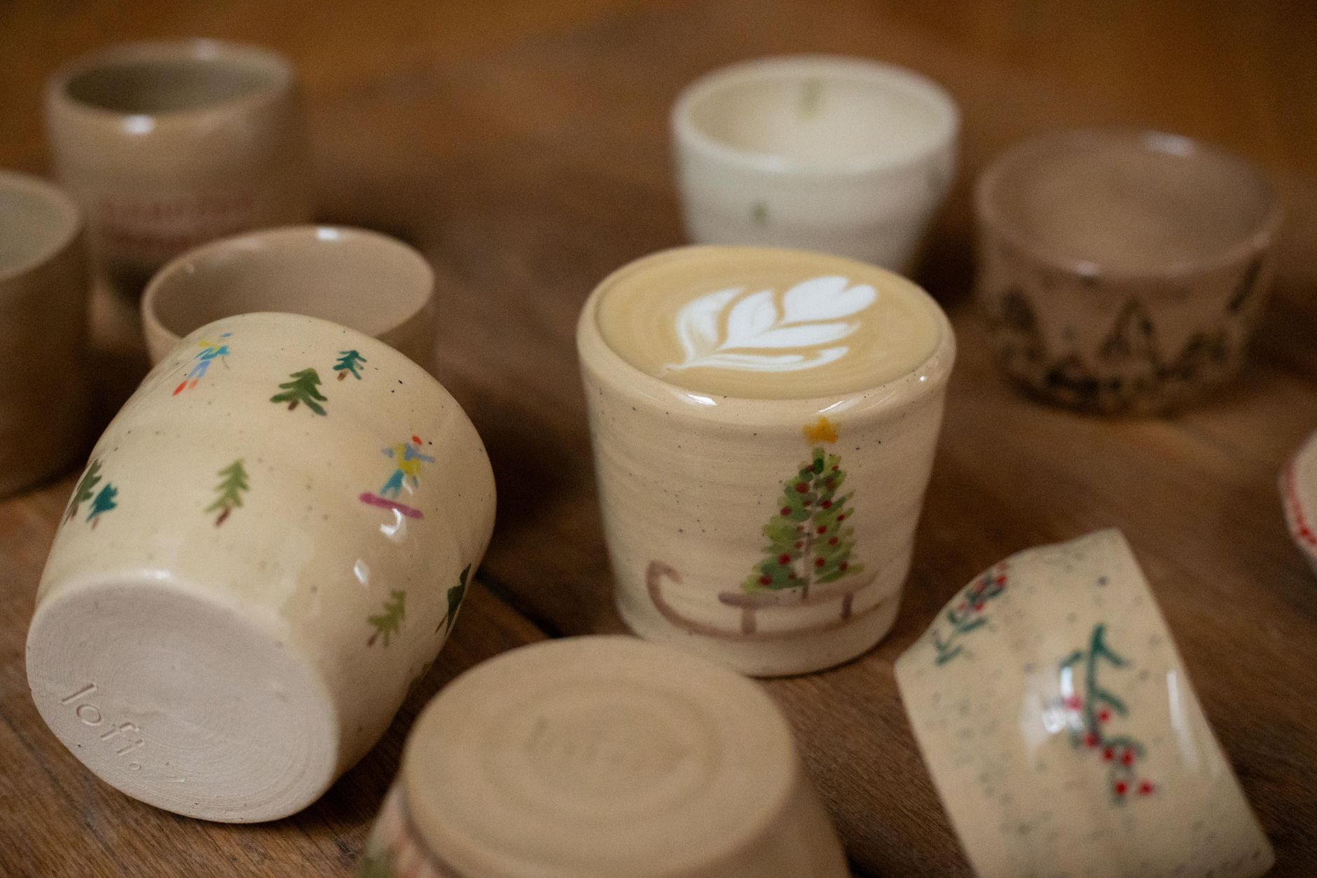espresso macchiato small ceramic cup foam dot